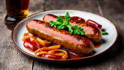 Amber Ale Braised Bratwurst (Pomeranian Biała Kiełbasa)