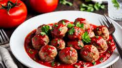 Bashkir Meatballs in Tomato Sauce (Башкирские фрикадельки в томатном соусе)