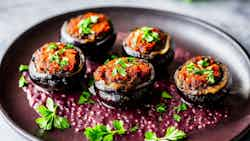 Blood Sausage Stuffed Mushrooms