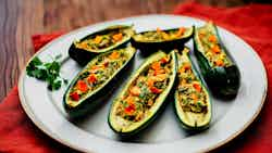 Boat Labu Isi Konk Dan Callaloo (conch And Callaloo Stuffed Zucchini Boats)