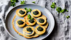 Buckwheat Blinis with Sour Cream and Caviar (Griķu Blini ar Skābo Krējumu un Kaviāru)