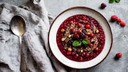 Buckwheat Porridge with Cranberry Compote (Griķu Biezputra ar Auzenēm)