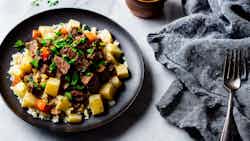 Buryat Beef and Potato Hash (Buryat: Шөлбөө)