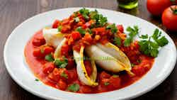 Calamares Rellenos En Salsa De Tomate De Gibraltar (gibraltar's Stuffed Squid In Tomato Sauce)