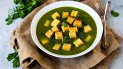 Callaloo Soup With Breadfruit Croutons