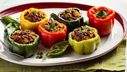 Chiles Rellenos De Arroz Y Frijoles (stuffed Bell Peppers With Rice And Beans)
