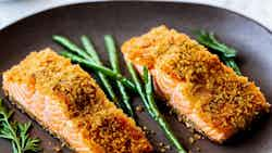 Coconut Crusted Salmon With Passionfruit Sauce