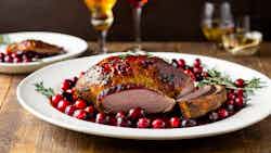 Cranberry-Stuffed Roast Duck (Avenes pildīts cepts vistas)
