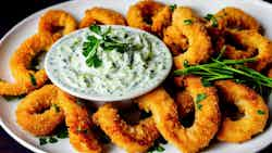 Crispy Calamari with Tzatziki (Τραγανά καλαμαράκια με τζατζίκι)