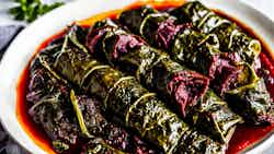 Dolmades Me Arni Kai Ryzi (greek-style Stuffed Grape Leaves With Lamb And Rice)