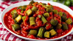 Fried Okra With Tomato And Onion Sauce