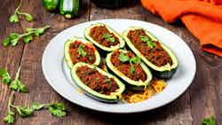 Gemista Kolokithakia Me Kima Kai Tyri (greek Style Stuffed Zucchini With Ground Meat And Cheese)