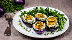 Gemista Melitzanes Me Rizi Kai Fytika (greek Style Stuffed Eggplants With Rice And Herbs)