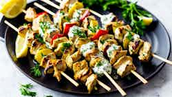 Greek Lemon Chicken Skewers With Tzatziki Sauce