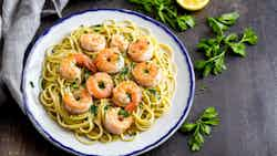 Greek Lemon Garlic Shrimp Pasta