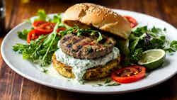 Greek-style Grilled Lamb Burger With Tzatziki