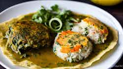 Grenadian Callaloo And Crab Stuffed Roti