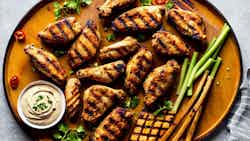 Grilled Chicken Wings with Spicy Peanut Dip (Ailes de Poulet Grillées avec Trempette aux Arachides Pimentée)