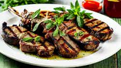 Grilled Lamb Chops with Mint Sauce (Copë Vici të Grilla me Sos Mente)