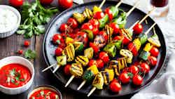 Grilled Vegetable Skewers With Romesco Sauce
