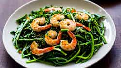 Kangkung Balacan (spicy And Savory Stir-fried Water Spinach With Shrimp Paste)