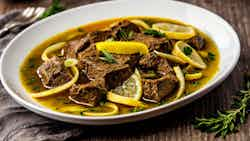 Katsiki Stifado Me Lemoni Kai Rigani (epirotic Goat Stew With Lemon And Oregano)