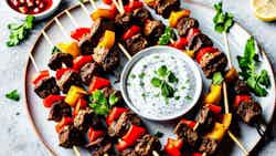 Kebab Bil Laham (qatari Spiced Lamb Kebabs With Mint Yogurt Dip)