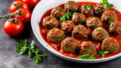 Keftedes Arniou Me Saltsa Domatas (epirotic Lamb Meatballs In Tomato Sauce)