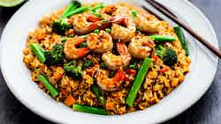 Korean-inspired General Tso's Shrimp Fried Rice (조선식 제너럴 토스 새우 볶음밥)