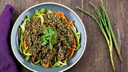 Lahpet Thoke Hin (tangy Pickled Tea Leaf Eggplant Stir Fry)