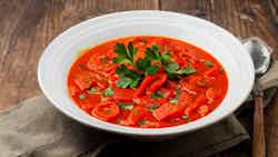 Leonese-style Roasted Red Pepper Soup (Sopa de Pimiento Rojo Asado a la Leonés)