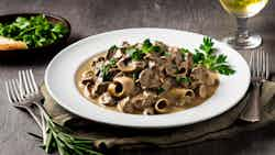 Limburgse Runder Stroganoff Met Champignons (limburgian Beef Stroganoff With Mushrooms)