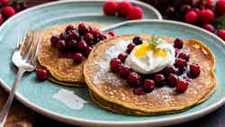 Livonian Buckwheat Pancakes with Lingonberry Syrup (Livonijas Griķu Pankūkas ar Mellenīšu Sīrupu)