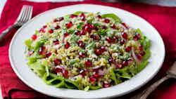 Maftoul Salad with Pomegranate Dressing (سلطة المفتول بصلصة الرمان)