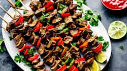 Marinated Lamb Skewers With Spicy Dip (grilled Lamb Brochettes)