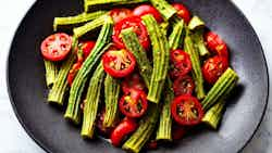 Ndiwo Ya Cassava Na Bambara (okra And Tomato Salad)