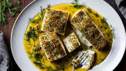 Nordic Herb-Crusted Cod: Dill and Mustard Sauce (Nordisk Urtepanert Torsk: Dill og Sennepssaus)