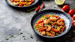 Paella De Camarones Y Chorizo Picante (spicy Shrimp And Chorizo Paella)
