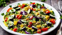 Palestinian Maftoul Salad With Roasted Vegetables