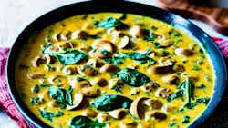 Palong Shaak Matar (creamy Spinach And Mushroom Curry)