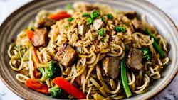 Pancit Habhab (Stir-Fried Rice Noodles with Pork and Vegetables)