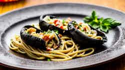 Pasta Al Nero Di Seppia Ripiena Napoletana (neapolitan-style Stuffed Squid Ink Pasta)