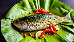 Pearl Spot Fish In Banana Leaf (karimeen Pollichathu)