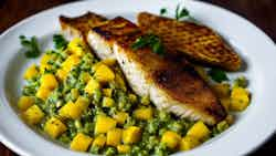 Peixe Grelhado Com Salsa De Manga Verde (grilled Fish With Green Mango Salsa)