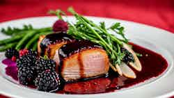 Pendine Pork Belly With Blackberry Glaze