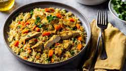 Plov (saffron-infused Chicken Pilaf)