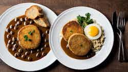 Pork Schnitzel with Mushroom Gravy (Schweineschnitzel mit Pilzsoße)