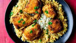Riz Au Poulet (coconut Rice With Fried Chicken)