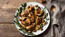 Roasted Quail with Chestnuts (Colomí Rostit amb Castanyes)