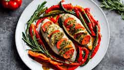 Romesco-stuffed Chicken Breast With Roasted Vegetables